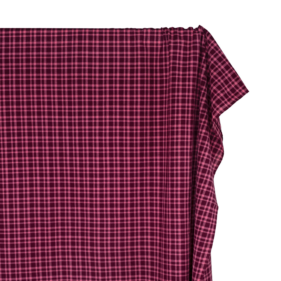 Plaid Handwoven Cotton - Port/Taffy | Blackbird Fabrics