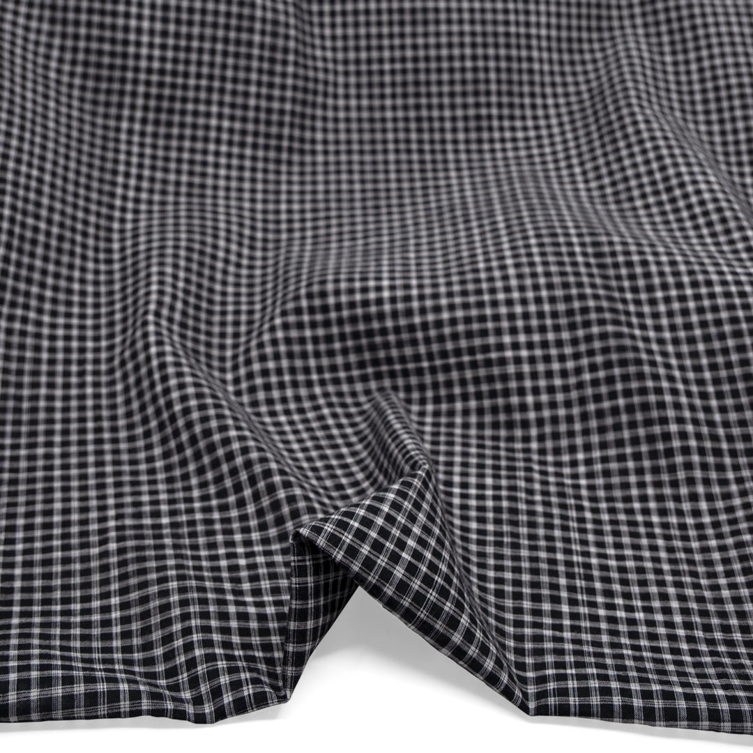 Plaid Lightweight Handwoven Cotton - Black/White | Blackbird Fabrics