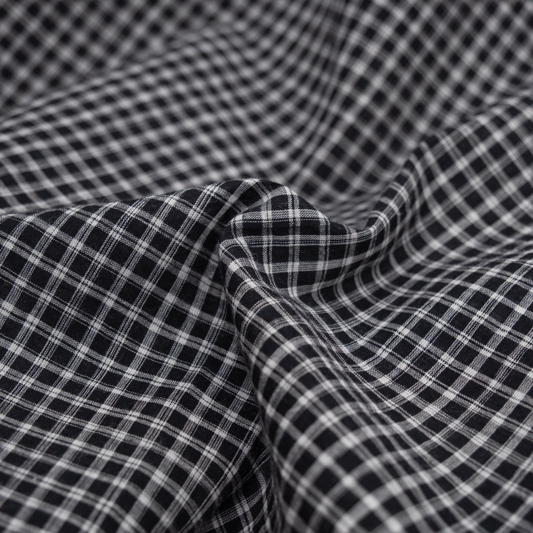Plaid Lightweight Handwoven Cotton - Black/White | Blackbird Fabrics