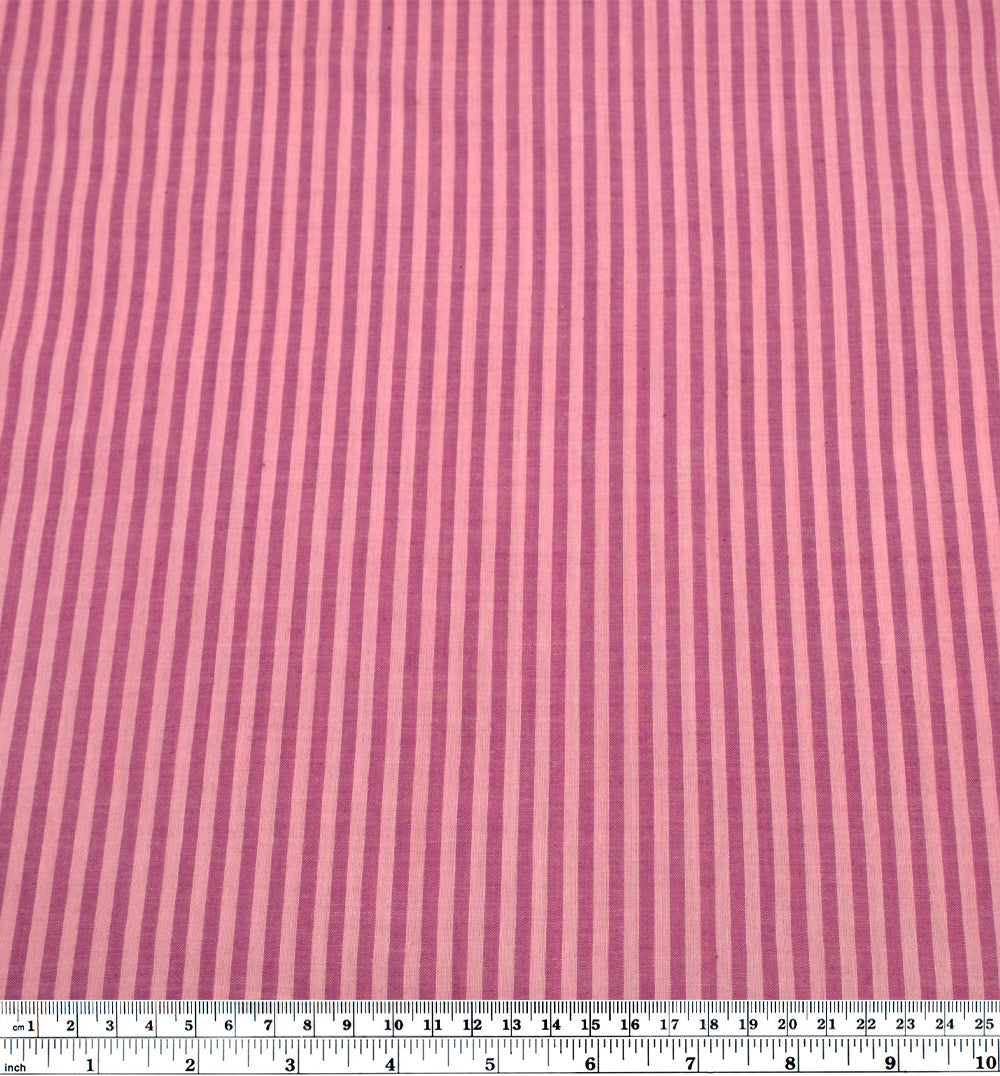Striped Lightweight Handwoven Cotton - Rose/Camellia | Blackbird Fabrics