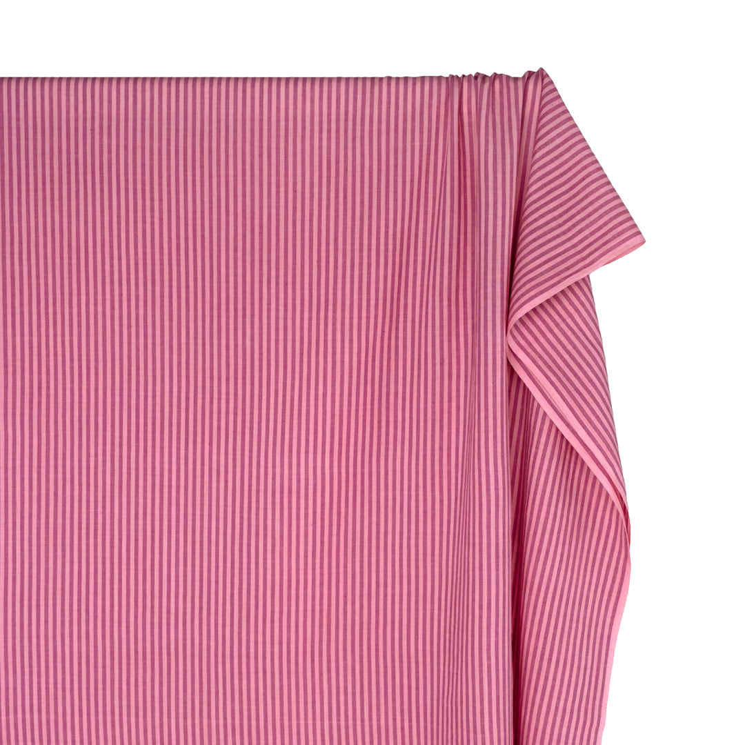 Striped Lightweight Handwoven Cotton - Rose/Camellia | Blackbird Fabrics