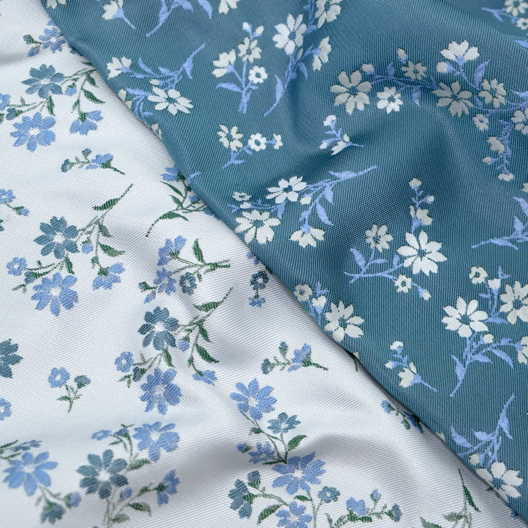 Deadstock Florette Poly Jacquard - Icicle/Waterfall | Blackbird Fabrics