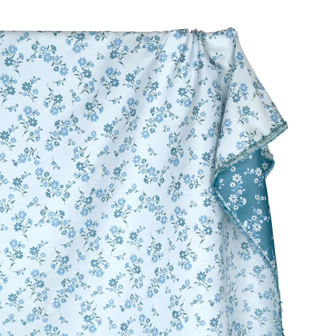 Deadstock Florette Poly Jacquard - Icicle/Waterfall | Blackbird Fabrics