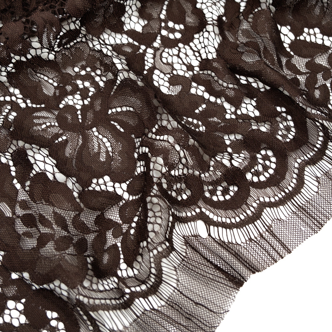 Deadstock Fine Corded Lace - Espresso - 1.4m Panel | Blackbird Fabrics