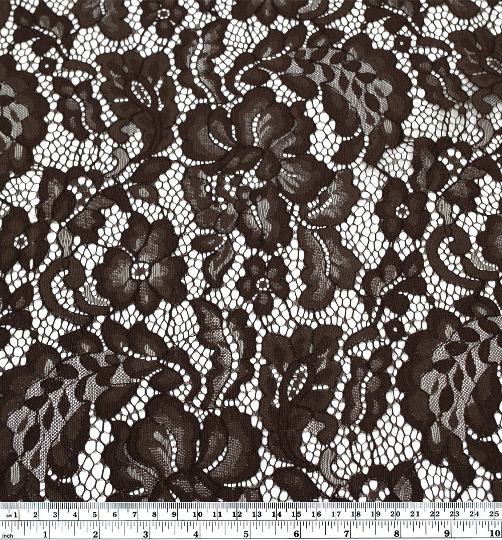 Deadstock Fine Corded Lace - Espresso - 1.4m Panel | Blackbird Fabrics