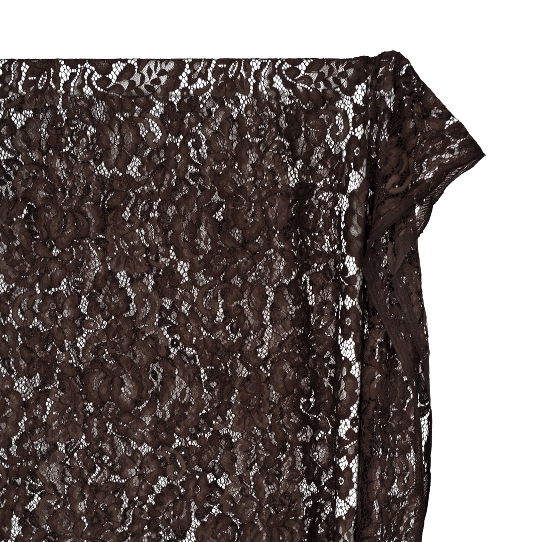 Deadstock Fine Corded Lace - Espresso - 1.4m Panel | Blackbird Fabrics