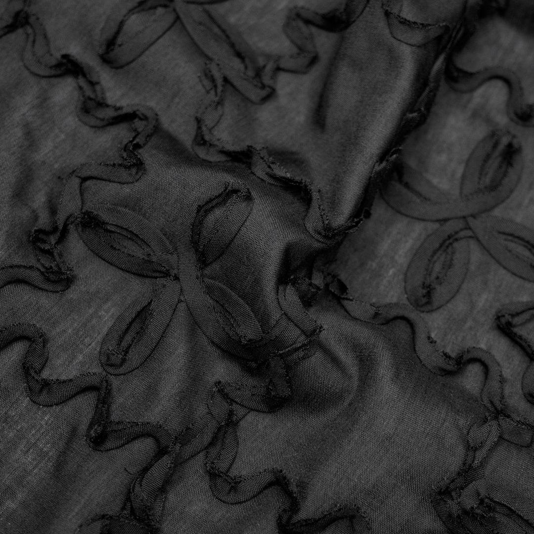 Deadstock Wiggle Poly Voile - Black | Blackbird Fabrics