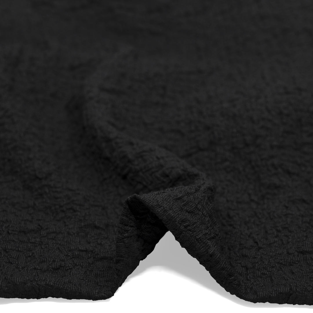 Deadstock Bubble Smocked Nylon Cotton Blend - Black | Blackbird Fabrics