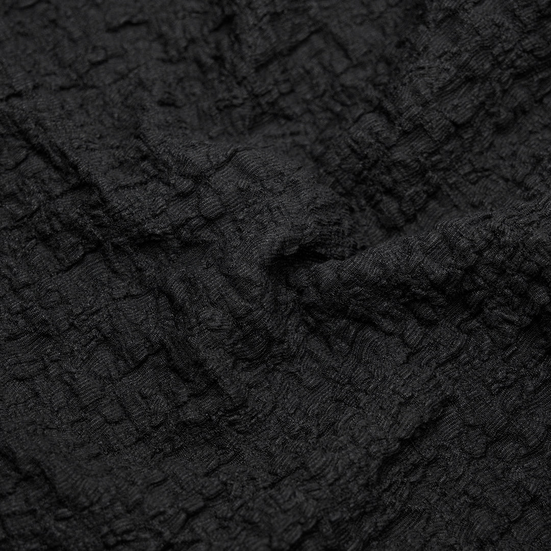 Deadstock Bubble Smocked Nylon Cotton Blend - Black | Blackbird Fabrics