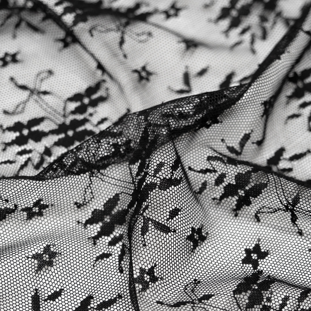 Deadstock Onyx Mesh Lace - Black | Blackbird Fabrics