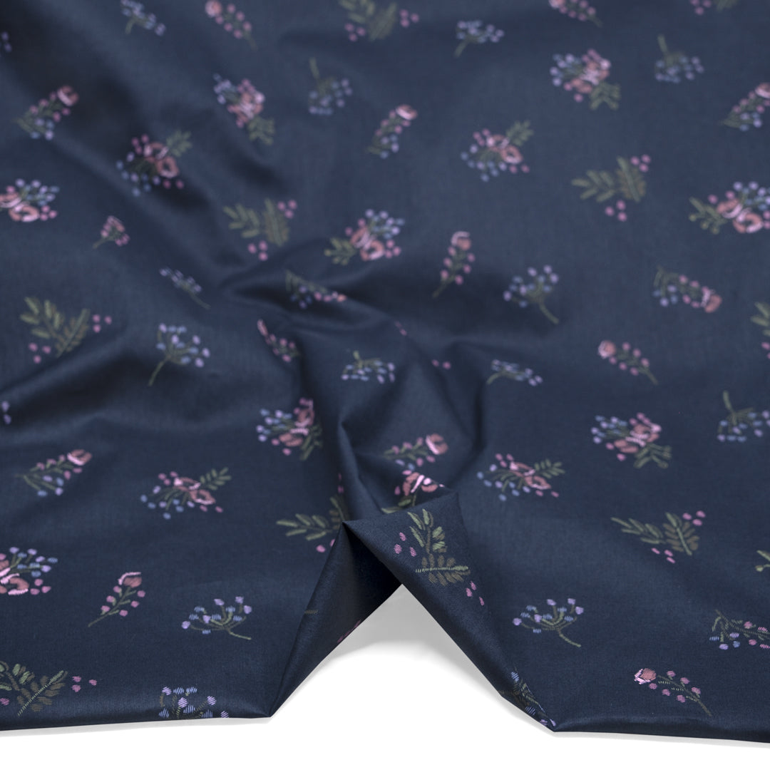 Deadstock Bouquet Cotton Voile - Navy/Multi | Blackbird Fabrics