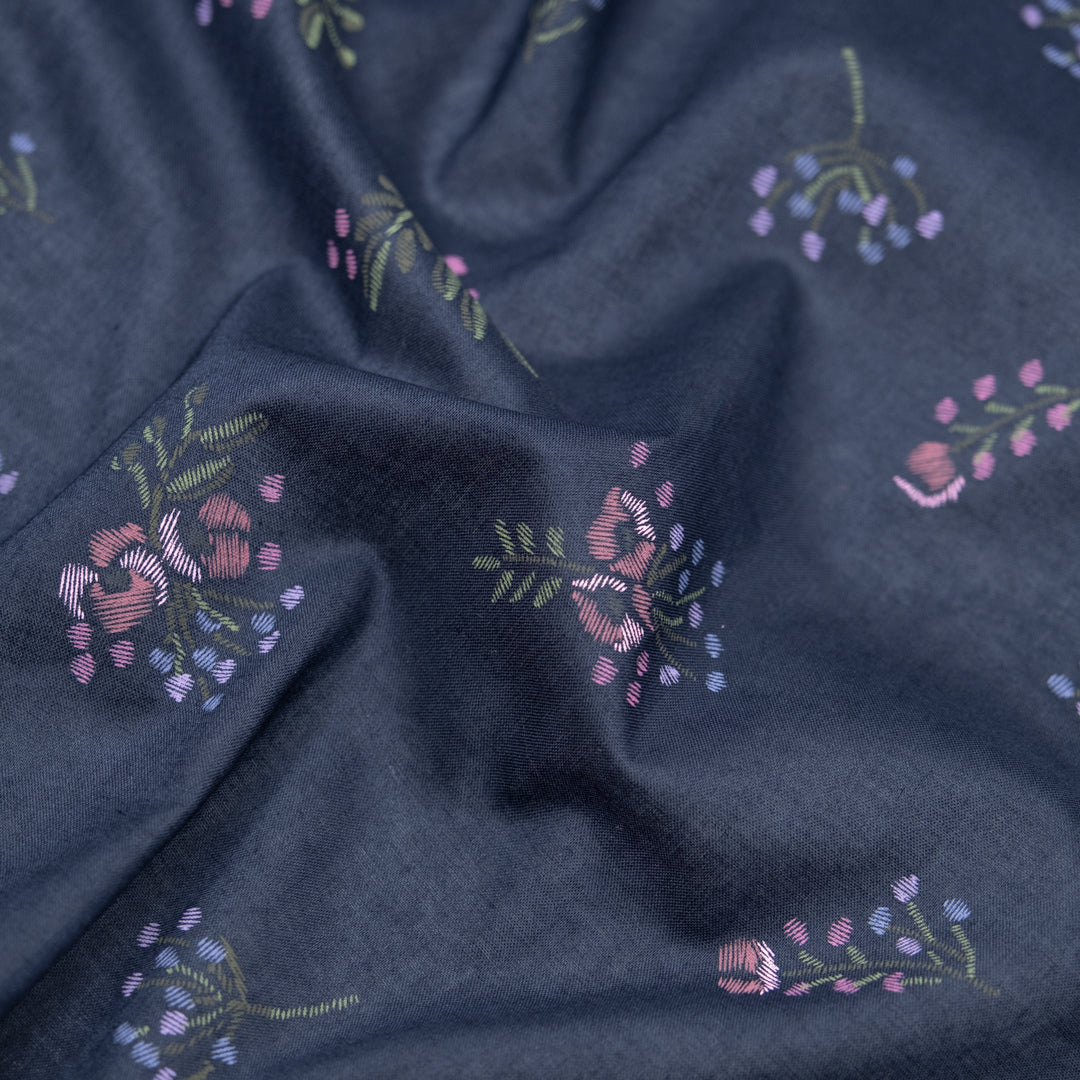 Deadstock Bouquet Cotton Voile - Navy/Multi | Blackbird Fabrics