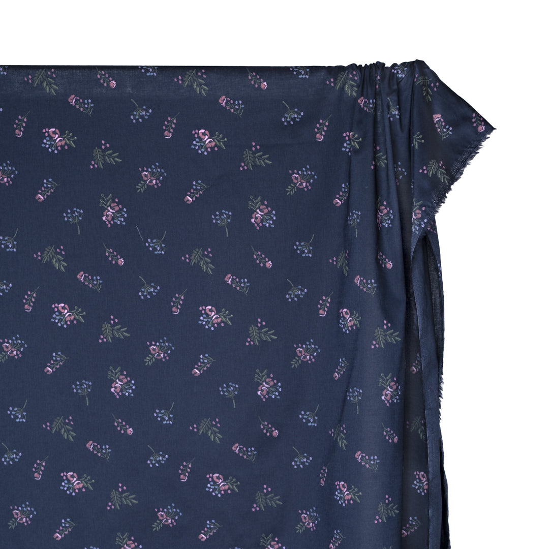 Deadstock Bouquet Cotton Voile - Navy/Multi | Blackbird Fabrics