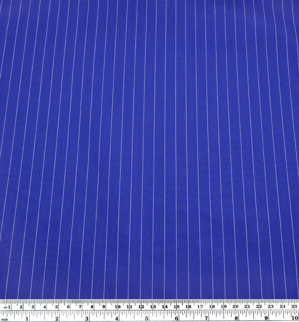Deadstock Pinstripe Cotton Shirting - Cobalt | Blackbird Fabrics