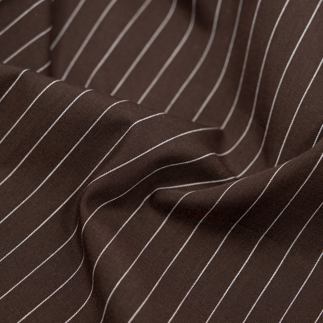 Deadstock Pinstripe Cotton Shirting - Java | Blackbird Fabrics