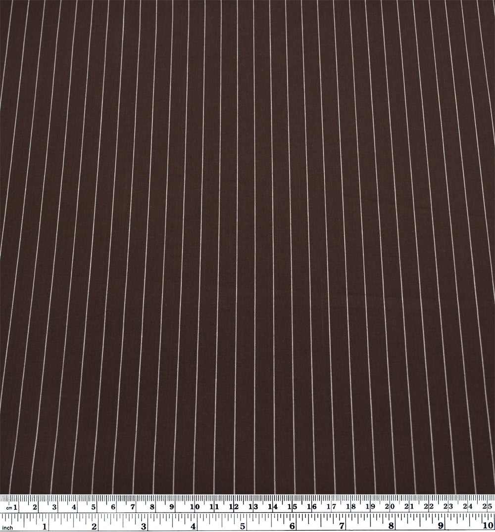 Deadstock Pinstripe Cotton Shirting - Java | Blackbird Fabrics