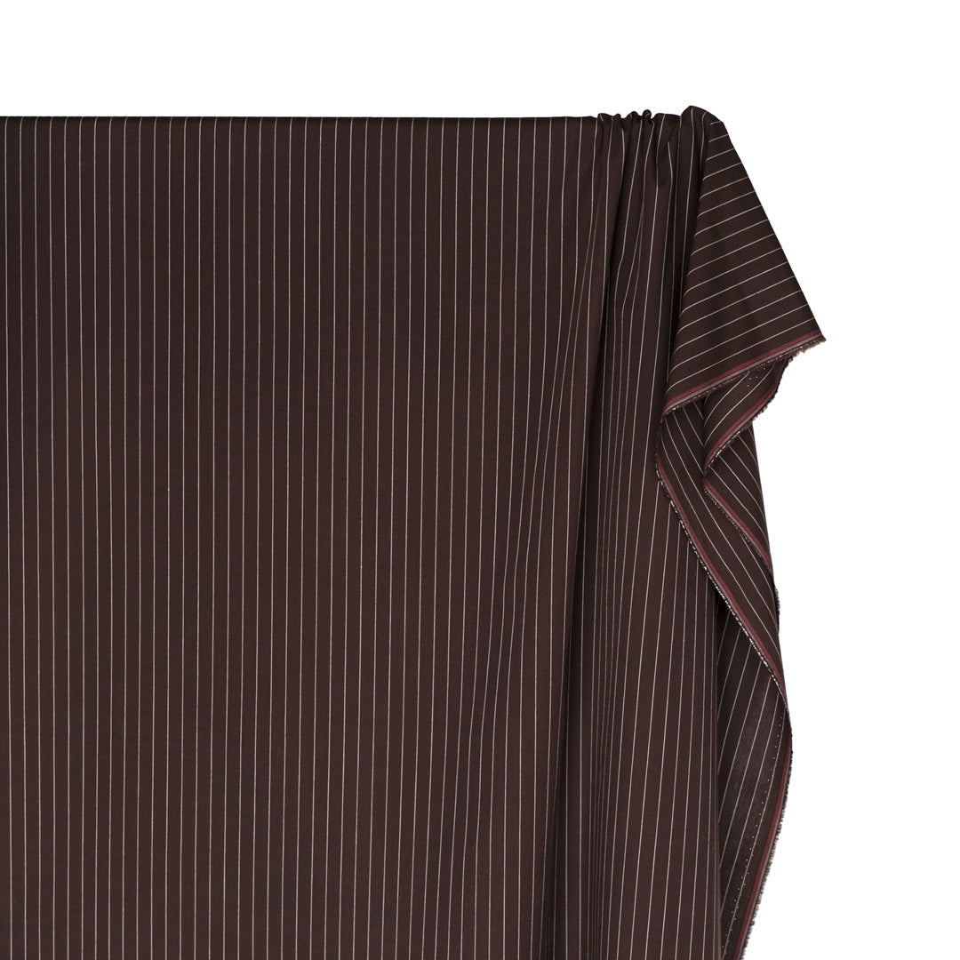 Deadstock Pinstripe Cotton Shirting - Java | Blackbird Fabrics