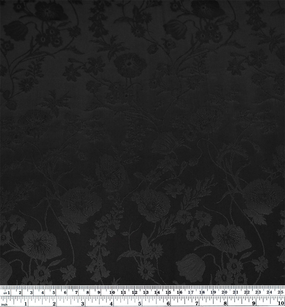Deadstock Floral Cotton Rayon Satin Jacquard - Black | Blackbird Fabrics