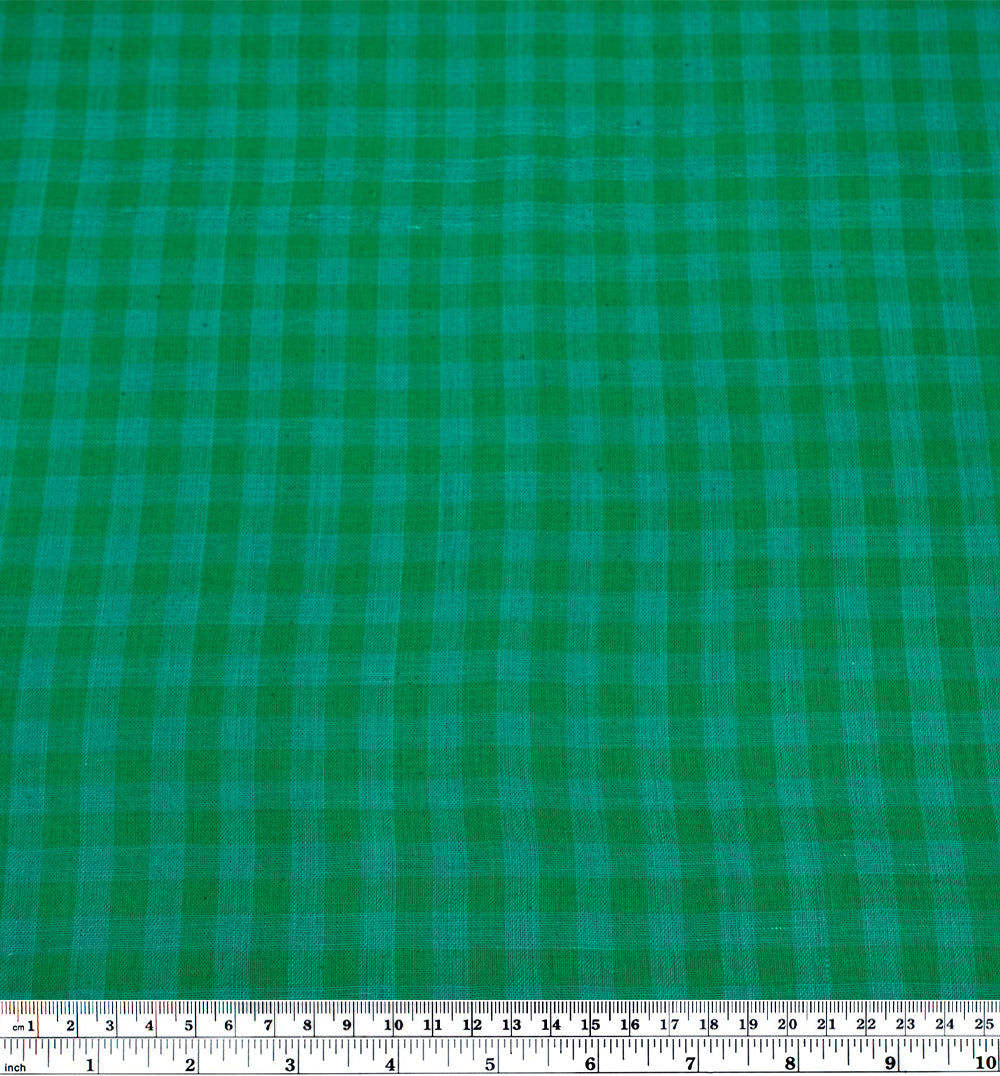 Gingham Handwoven Khadi Cotton - Clover/Jade | Blackbird Fabrics
