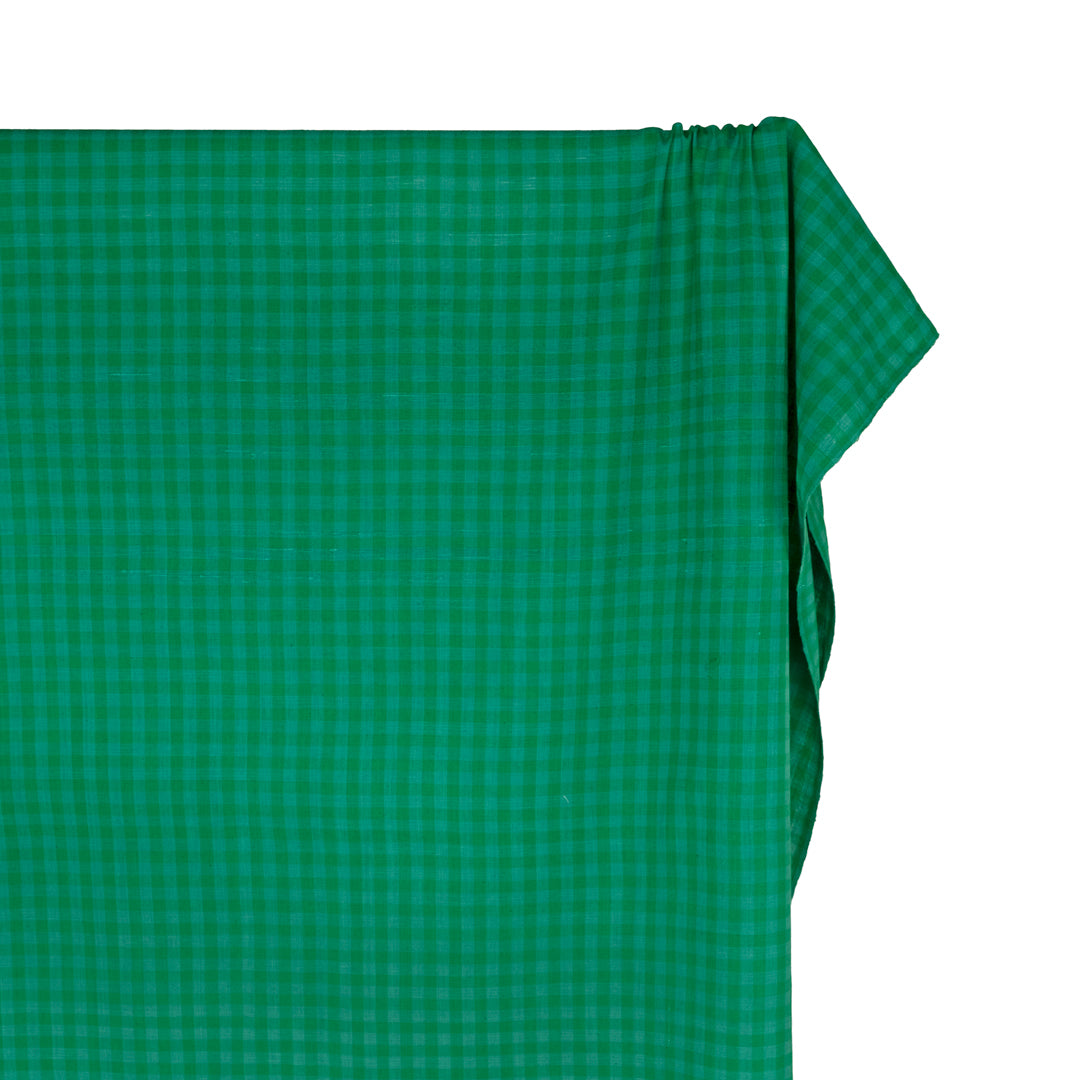 Gingham Handwoven Khadi Cotton - Clover/Jade | Blackbird Fabrics