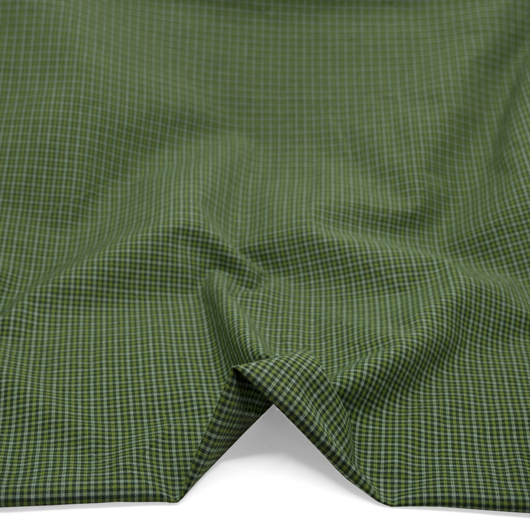 Mini Gingham Lightweight Handwoven Cotton - Forest/Pickle | Blackbird Fabrics