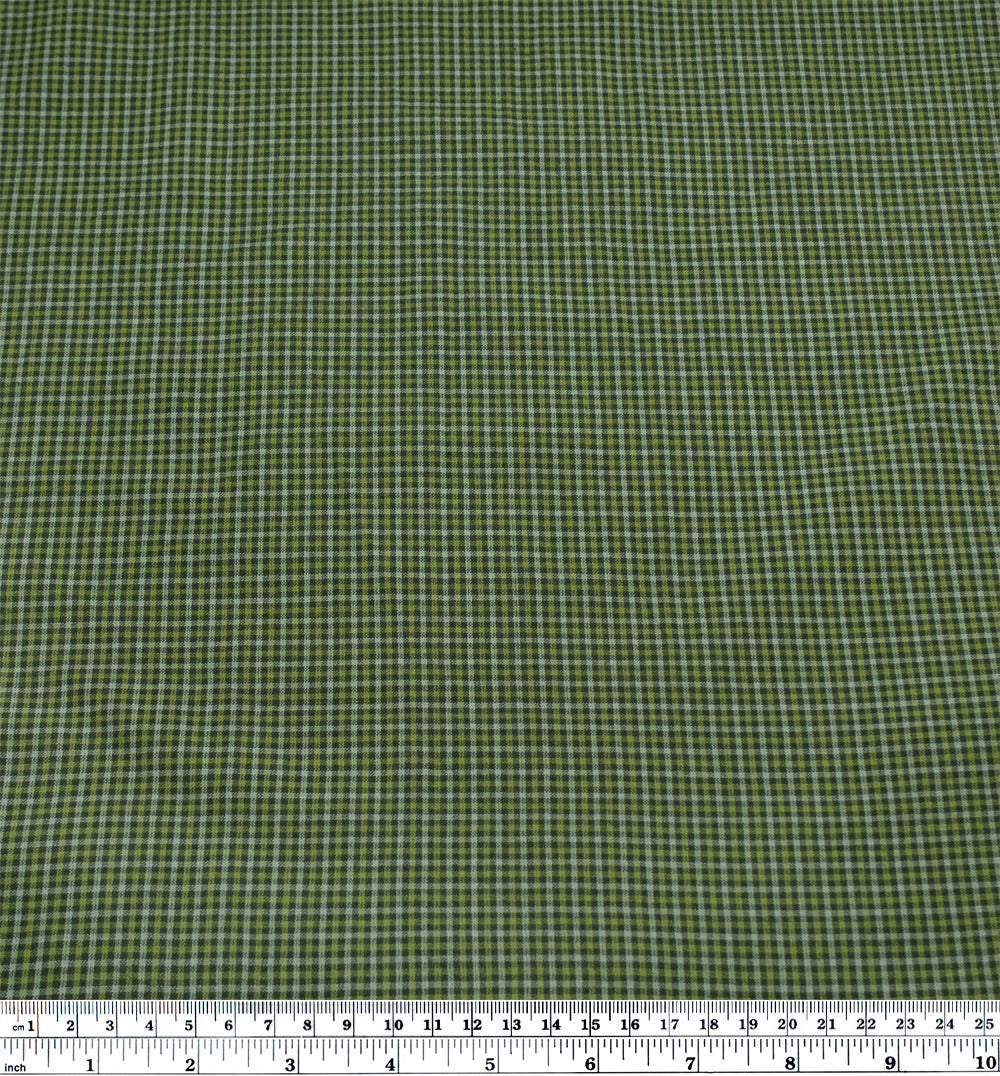 Mini Gingham Lightweight Handwoven Cotton - Forest/Pickle | Blackbird Fabrics