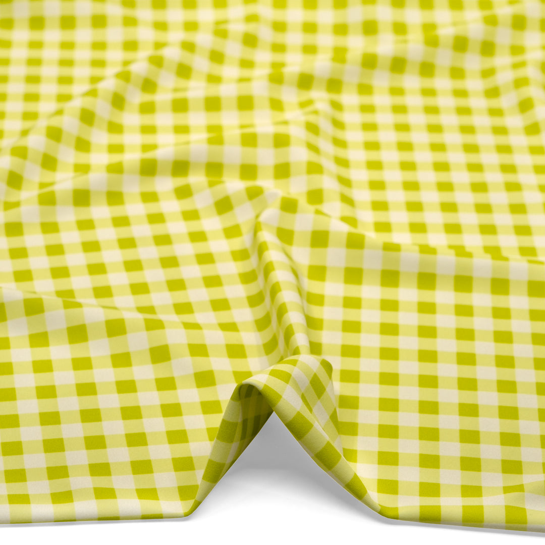 Gingham Recycled Nylon Swim Tricot - Limeade | Blackbird Fabrics