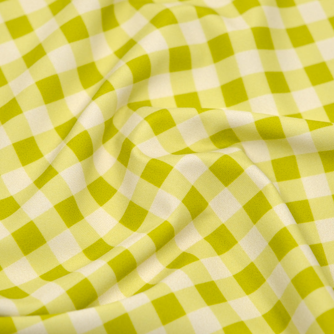Gingham Recycled Nylon Swim Tricot - Limeade | Blackbird Fabrics