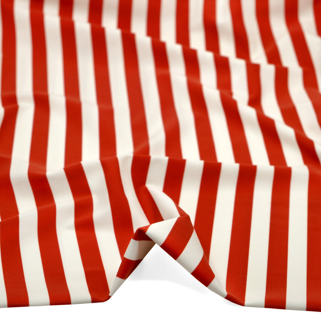 Retro Stripe Recycled Nylon Swim Tricot - Tomato | Blackbird Fabrics