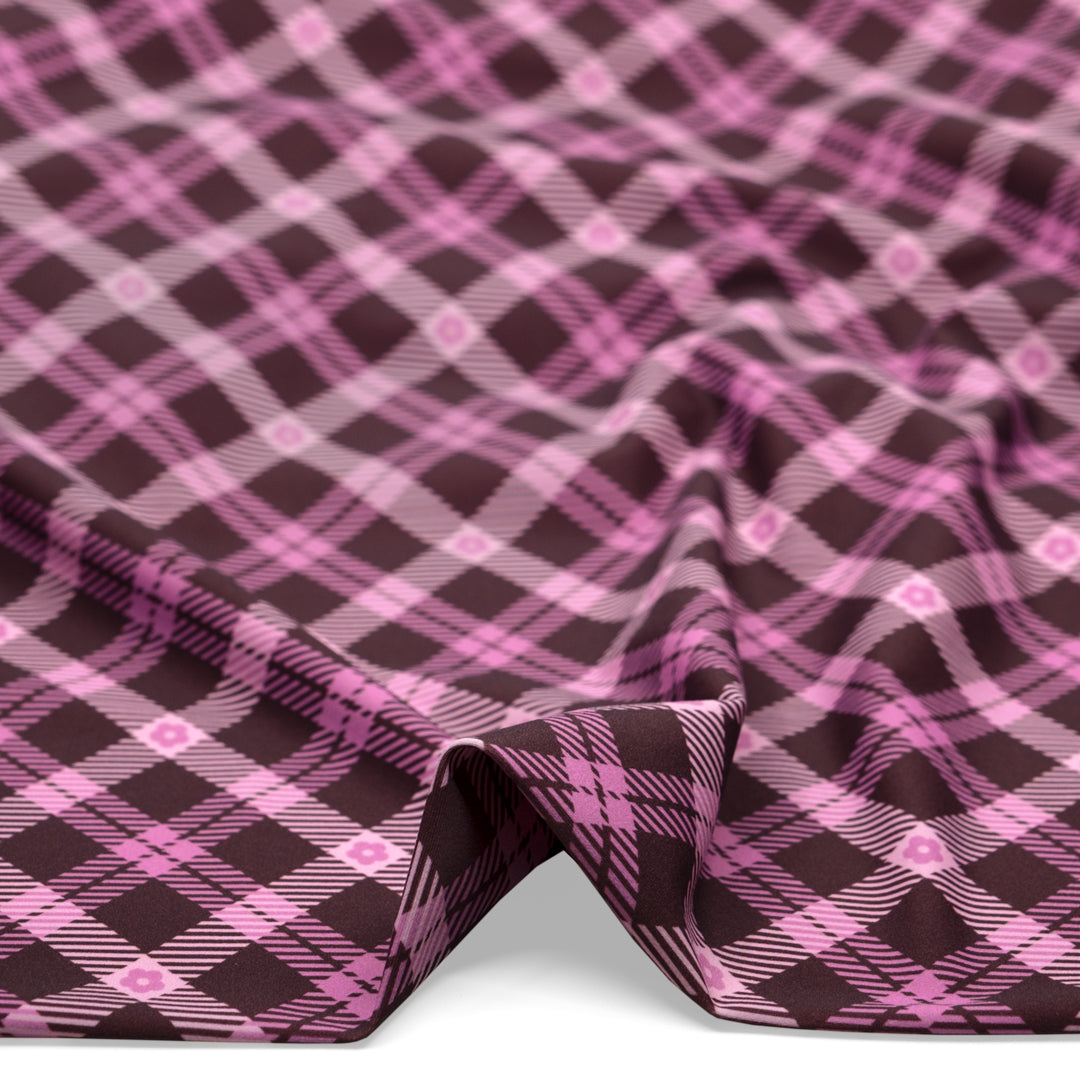 Preppy Posy Recycled Nylon Swim Tricot - Dusty Mauve/Candy Floss | Blackbird Fabrics