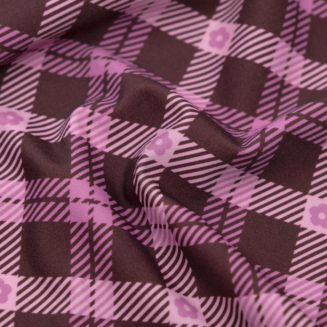 Preppy Posy Recycled Nylon Swim Tricot - Dusty Mauve/Candy Floss | Blackbird Fabrics