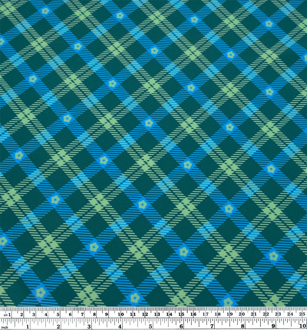 Preppy Posy Recycled Nylon Swim Tricot - Lake/Cerulean | Blackbird Fabrics