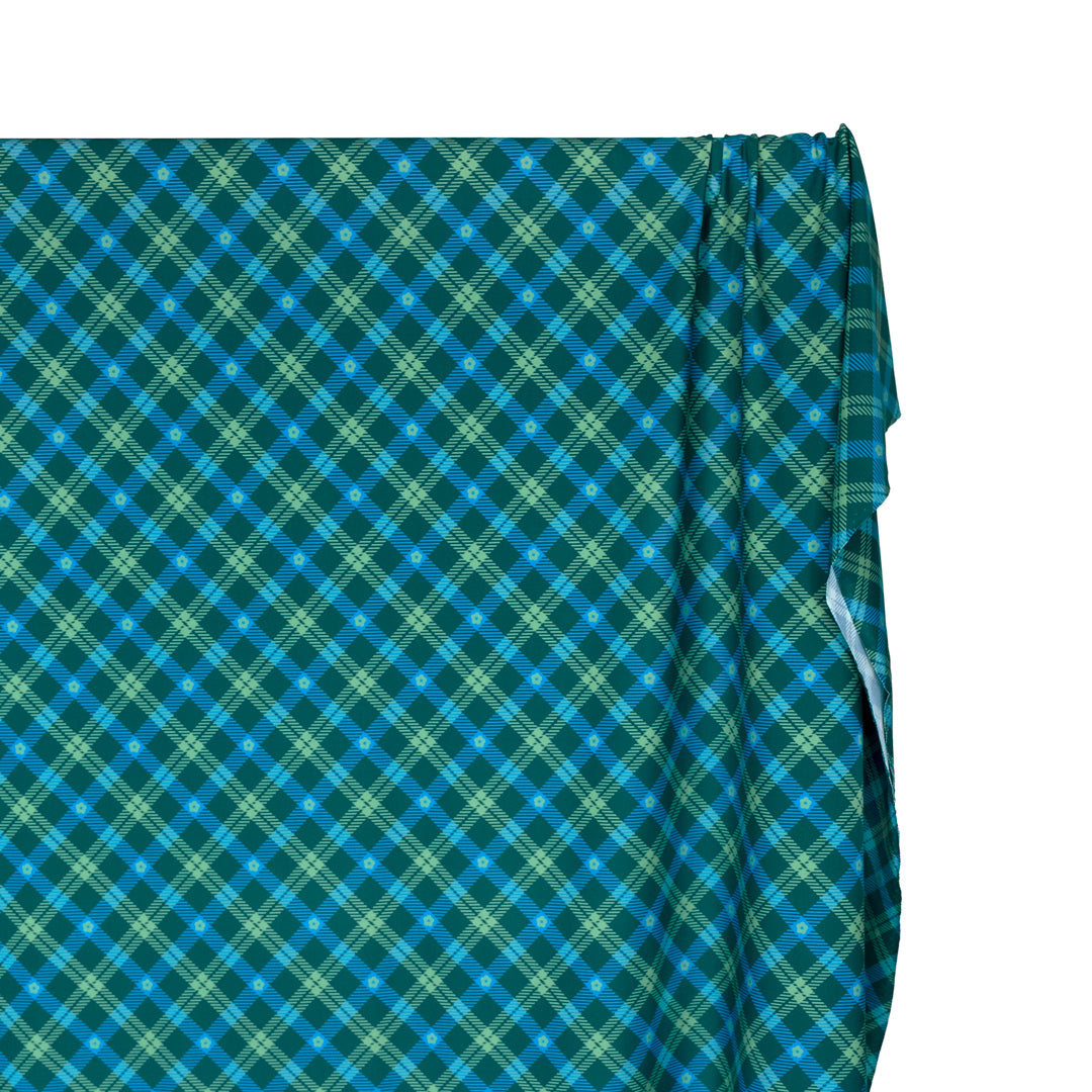 Preppy Posy Recycled Nylon Swim Tricot - Lake/Cerulean | Blackbird Fabrics