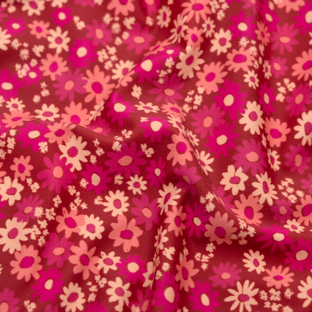 Petal Patch Recycled Nylon Swim Tricot - Paprika/Raspberry | Blackbird Fabrics