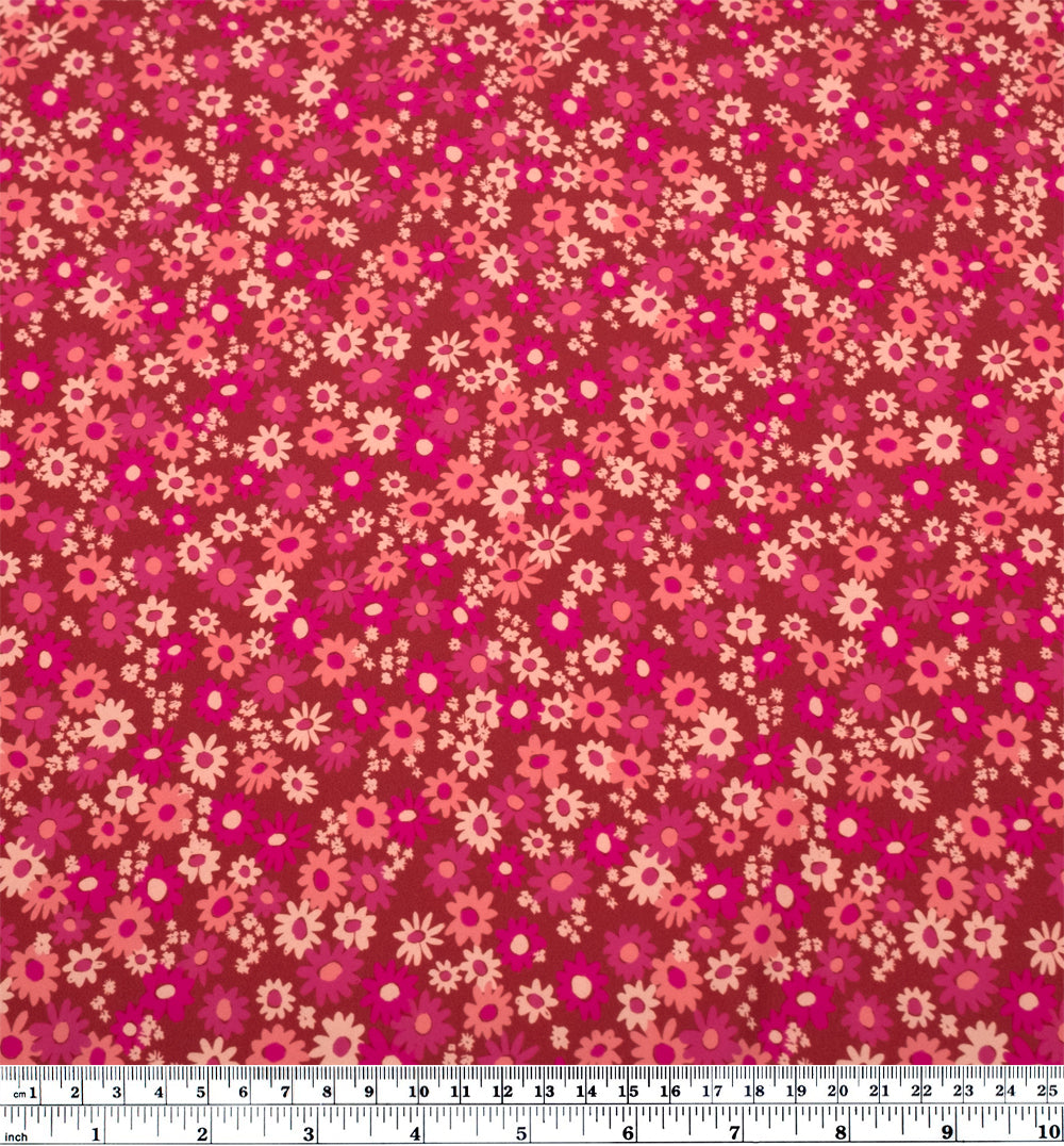 Petal Patch Recycled Nylon Swim Tricot - Paprika/Raspberry | Blackbird Fabrics