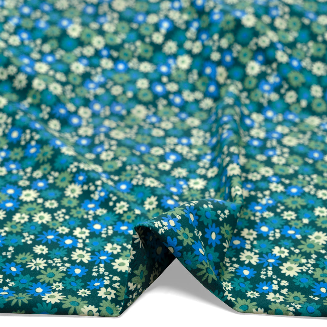 Petal Patch Recycled Nylon Swim Tricot - Lake/Cerulean | Blackbird Fabrics