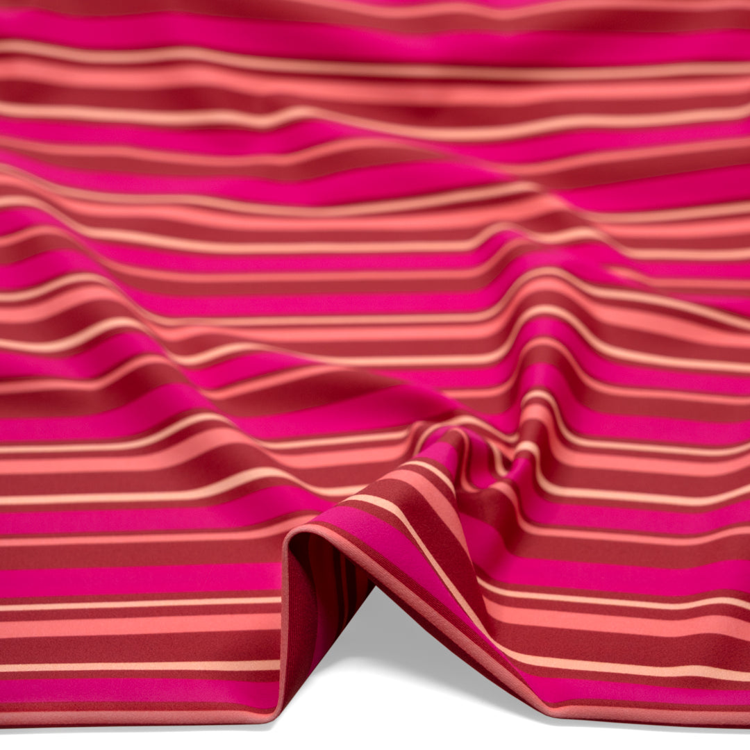 Sunkissed Stripe Recycled Nylon Swim Tricot - Paprika/Raspberry | Blackbird Fabrics