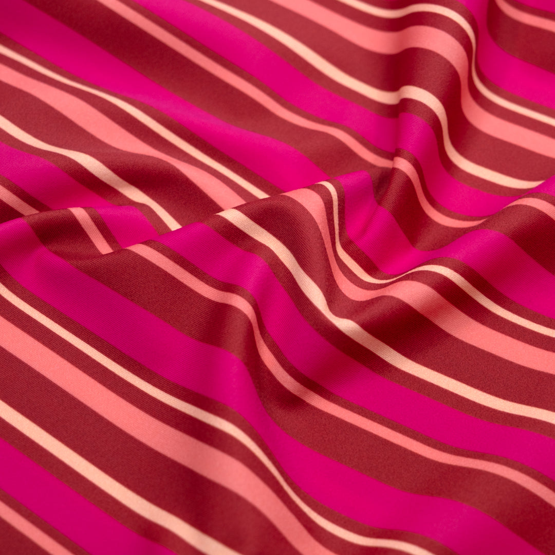 Sunkissed Stripe Recycled Nylon Swim Tricot - Paprika/Raspberry | Blackbird Fabrics