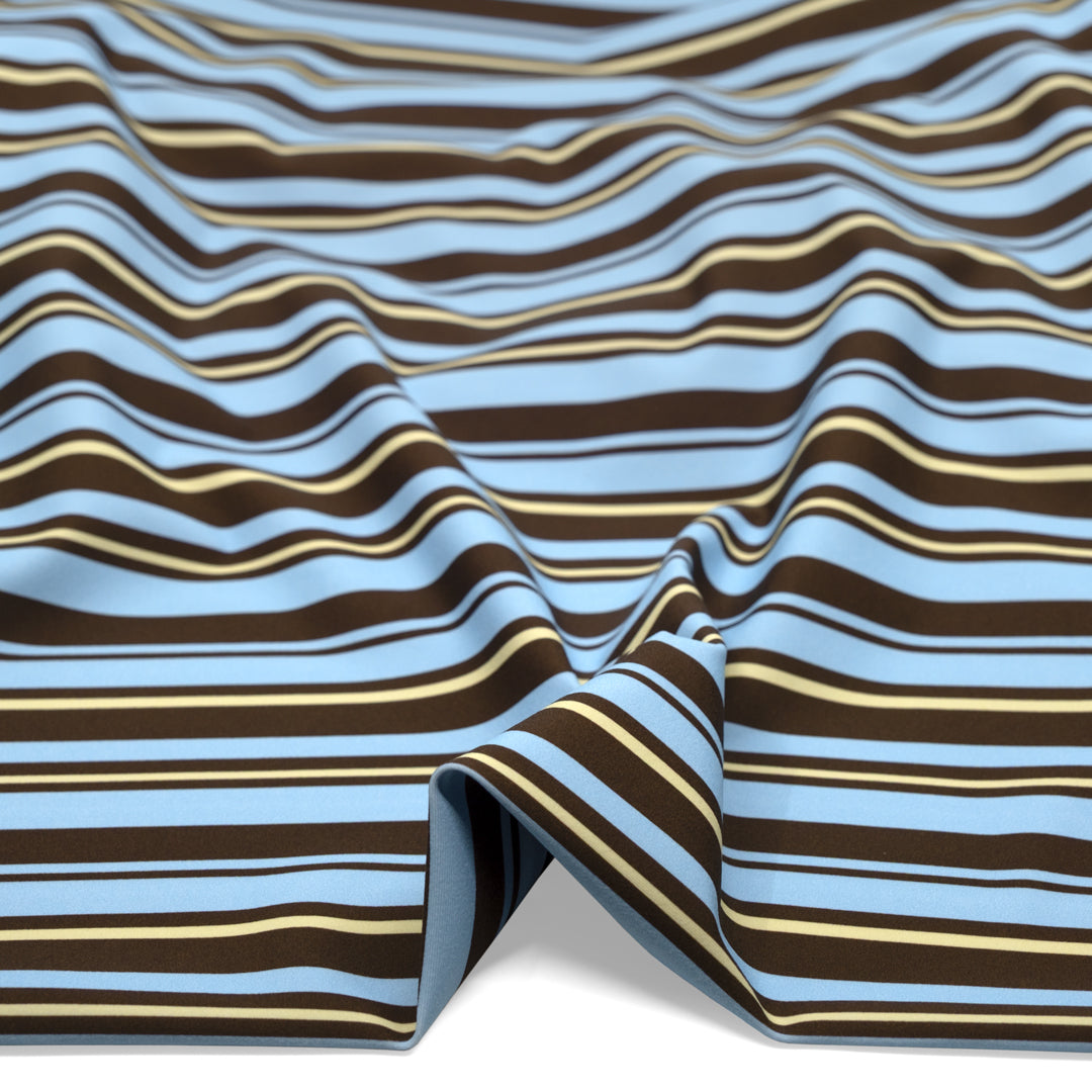 Sunkissed Stripe Recycled Nylon Swim Tricot - Russet/Baby Blue | Blackbird Fabrics