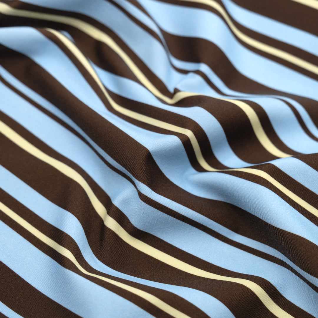 Sunkissed Stripe Recycled Nylon Swim Tricot - Russet/Baby Blue | Blackbird Fabrics