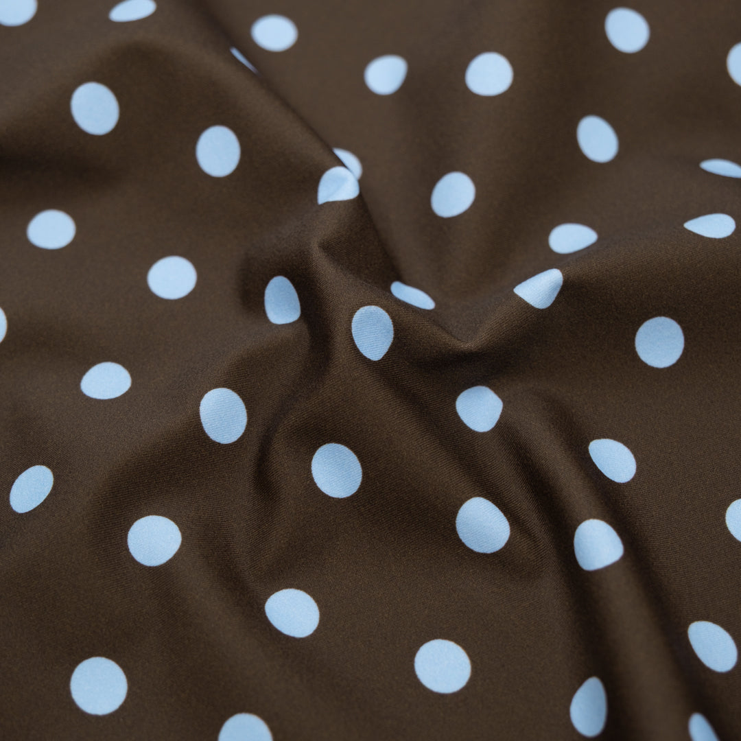 Dotty Recycled Nylon Swim Tricot - Russet/Baby Blue | Blackbird Fabrics