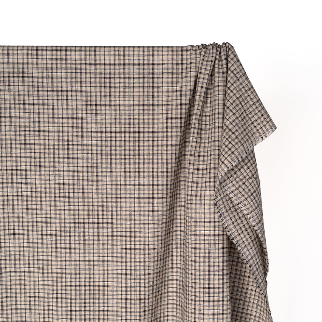 Plaid Yarn Dyed Cotton Linen - Birch/Black | Blackbird Fabrics
