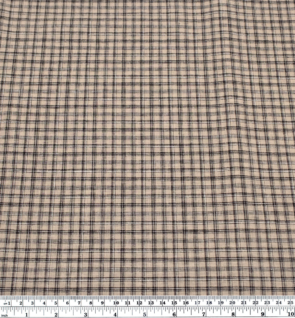 Plaid Yarn Dyed Cotton Linen - Birch/Black | Blackbird Fabrics