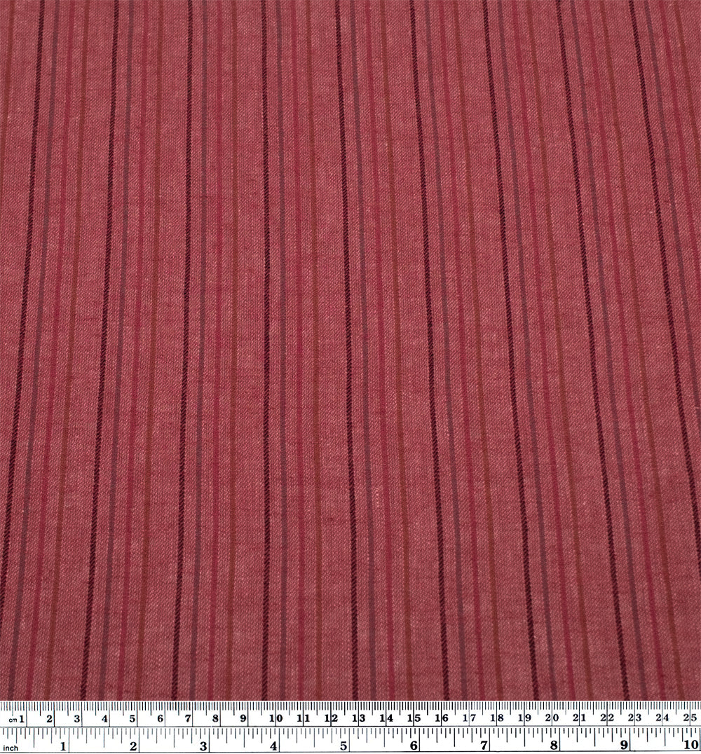 Stripe Yarn Dyed Cotton Linen - Rhubarb | Blackbird Fabrics
