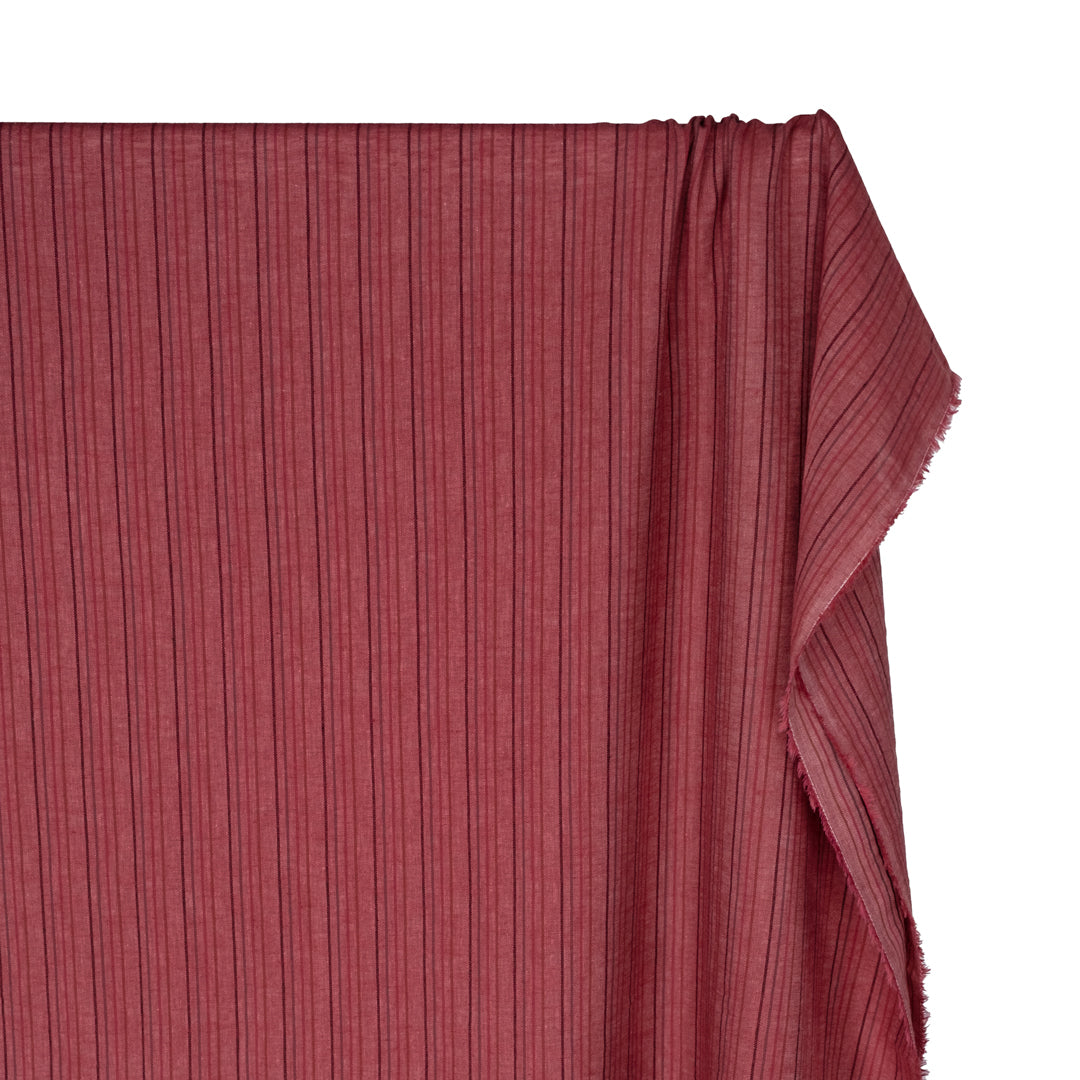 Stripe Yarn Dyed Cotton Linen - Rhubarb | Blackbird Fabrics