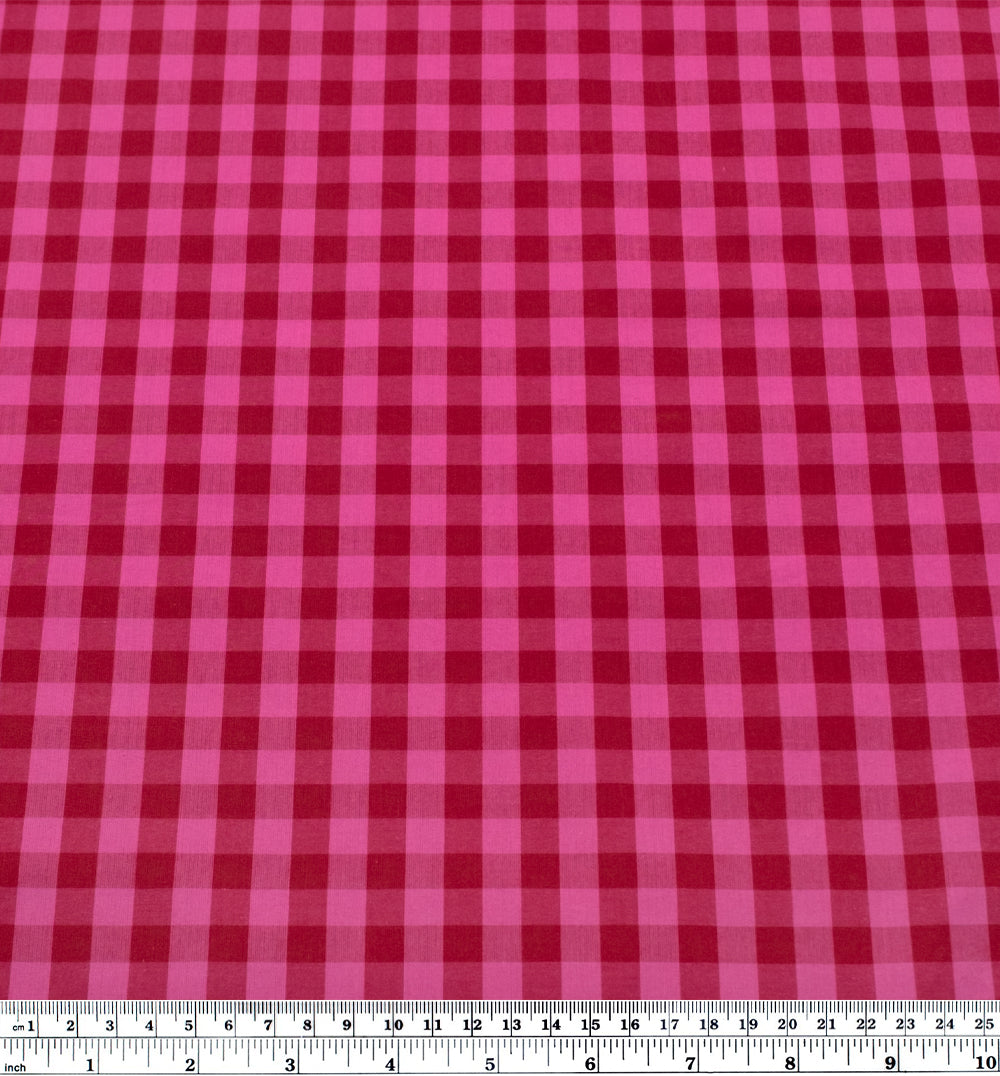 Gumball Gingham Cotton Shirting - Raspberry/Punch | Blackbird Fabrics