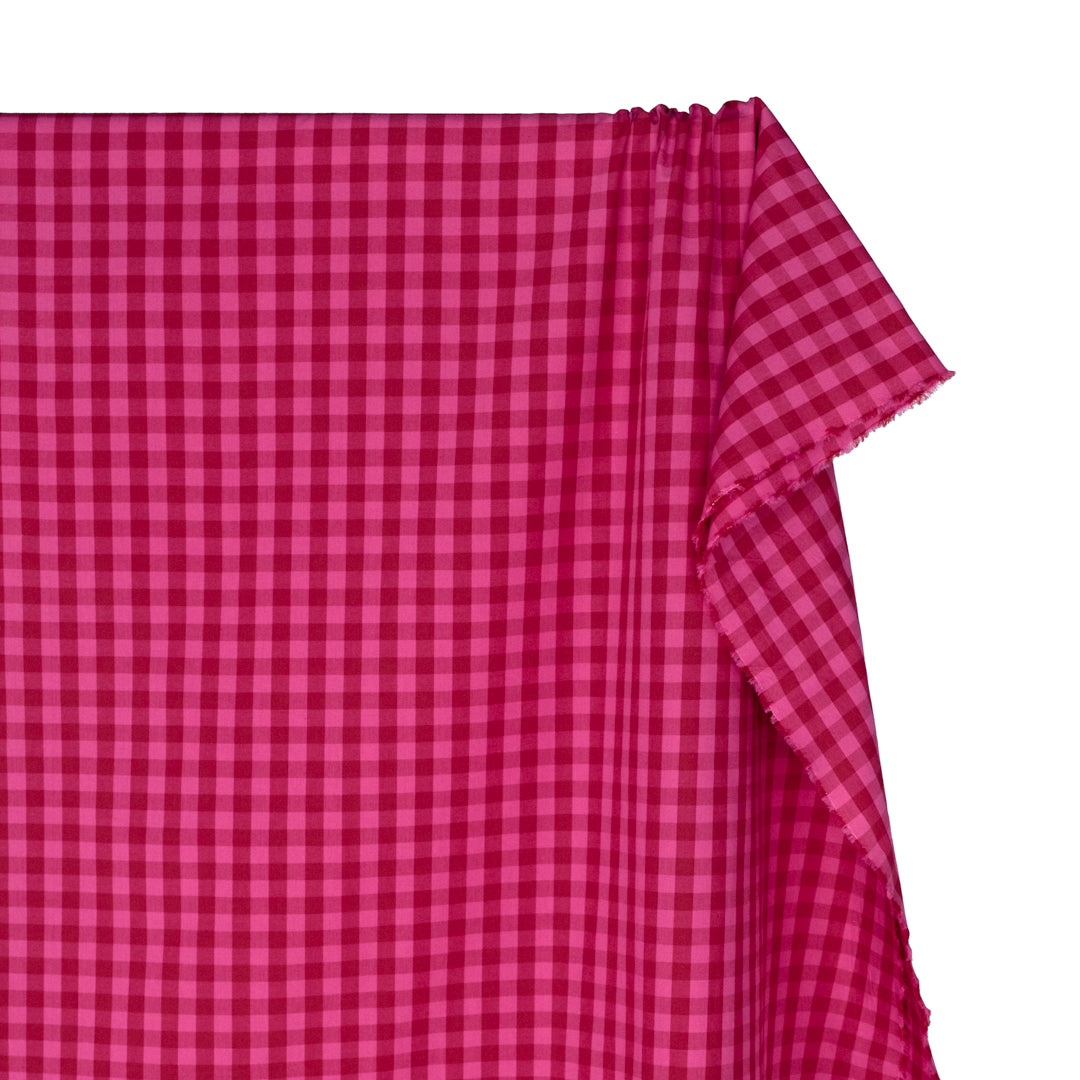 Gumball Gingham Cotton Shirting - Raspberry/Punch | Blackbird Fabrics