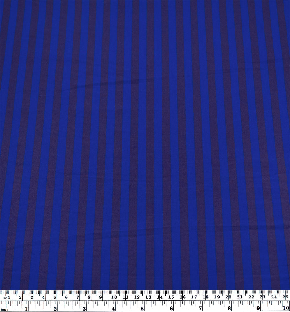 Candy Coated Stripe Cotton Shirting - Cobalt/Currant | Blackbird Fabrics