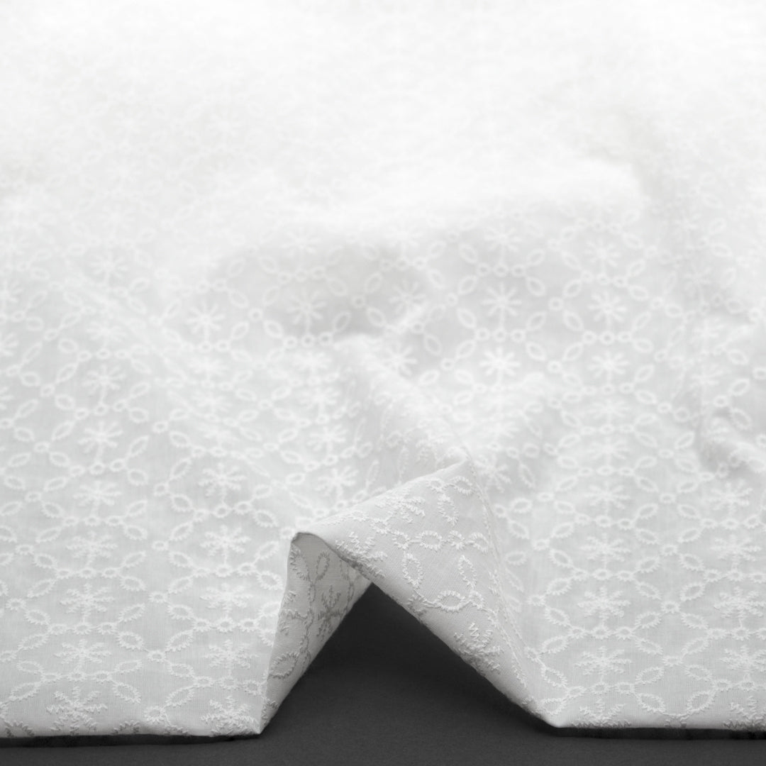 Frostbite Embroidered Cotton Voile - White | Blackbird Fabrics