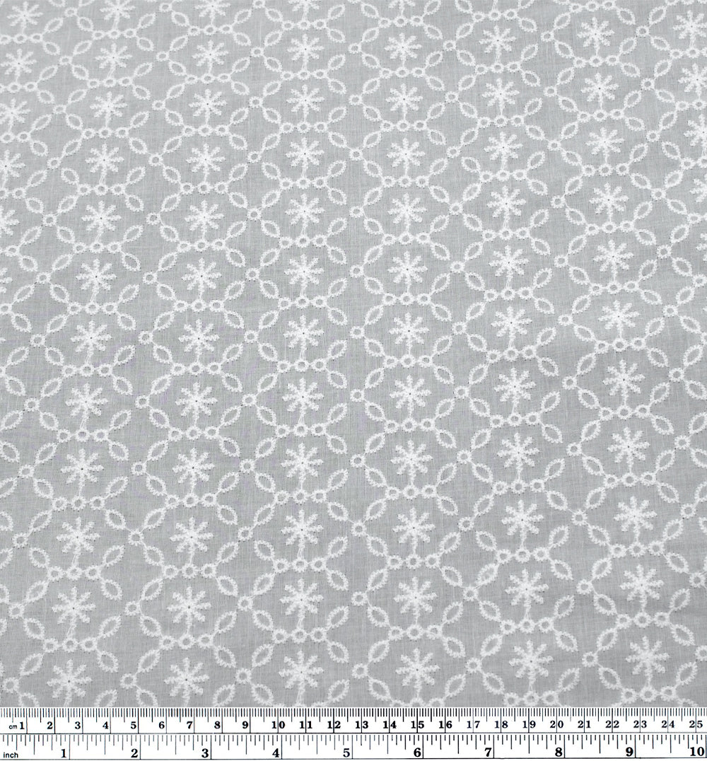 Frostbite Embroidered Cotton Voile - White | Blackbird Fabrics